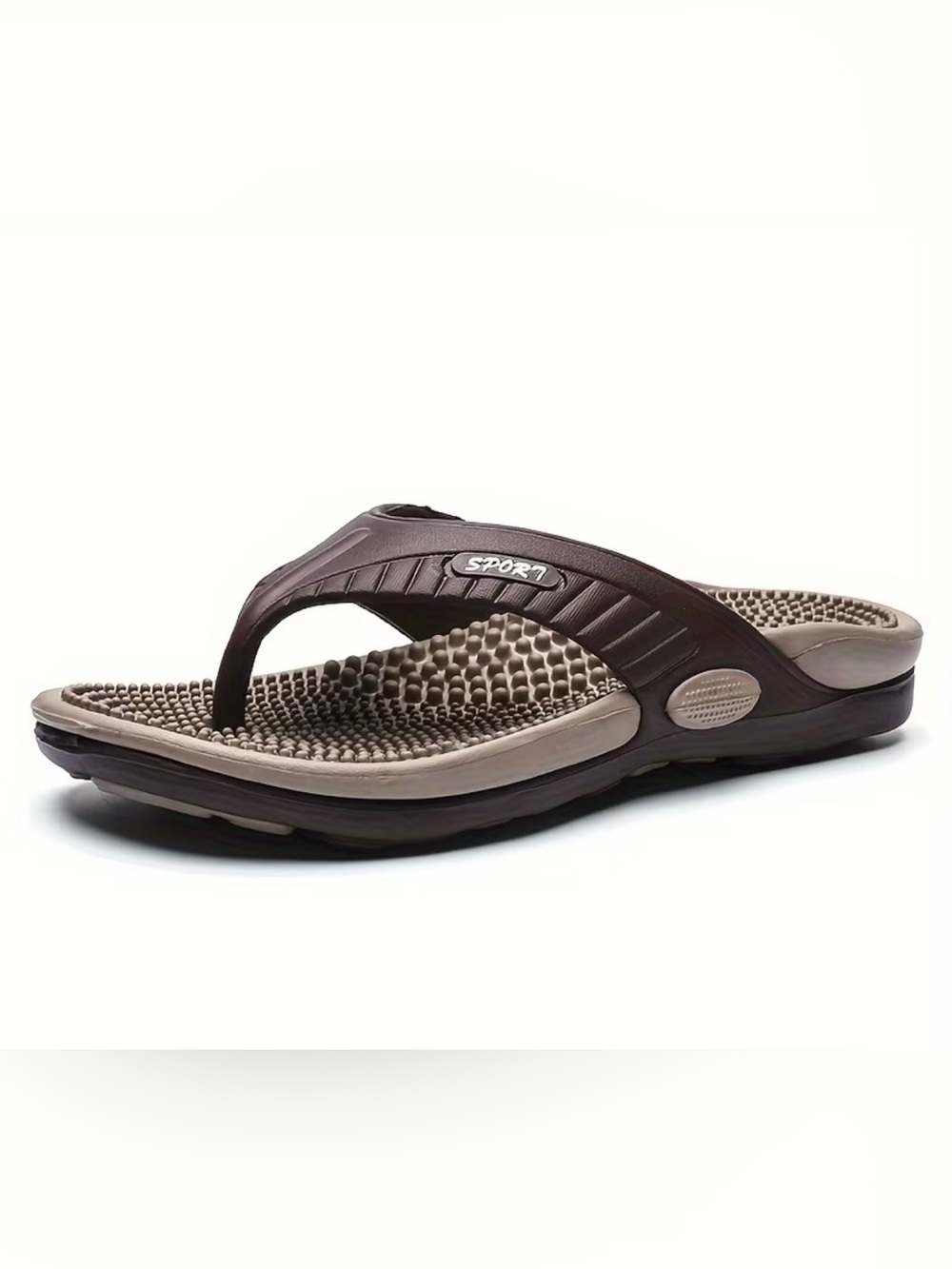 Sport Men's Dark Brown and Beige Massage Thong Sandals
